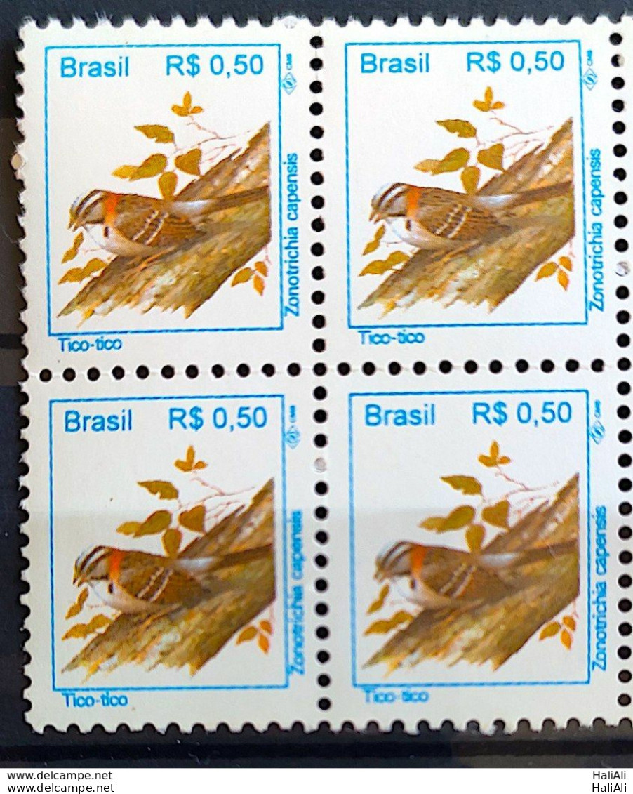 Brazil Regular Stamp RHM 715 Urban Birds Tico Tico 1994 Block Of 4 - Nuevos