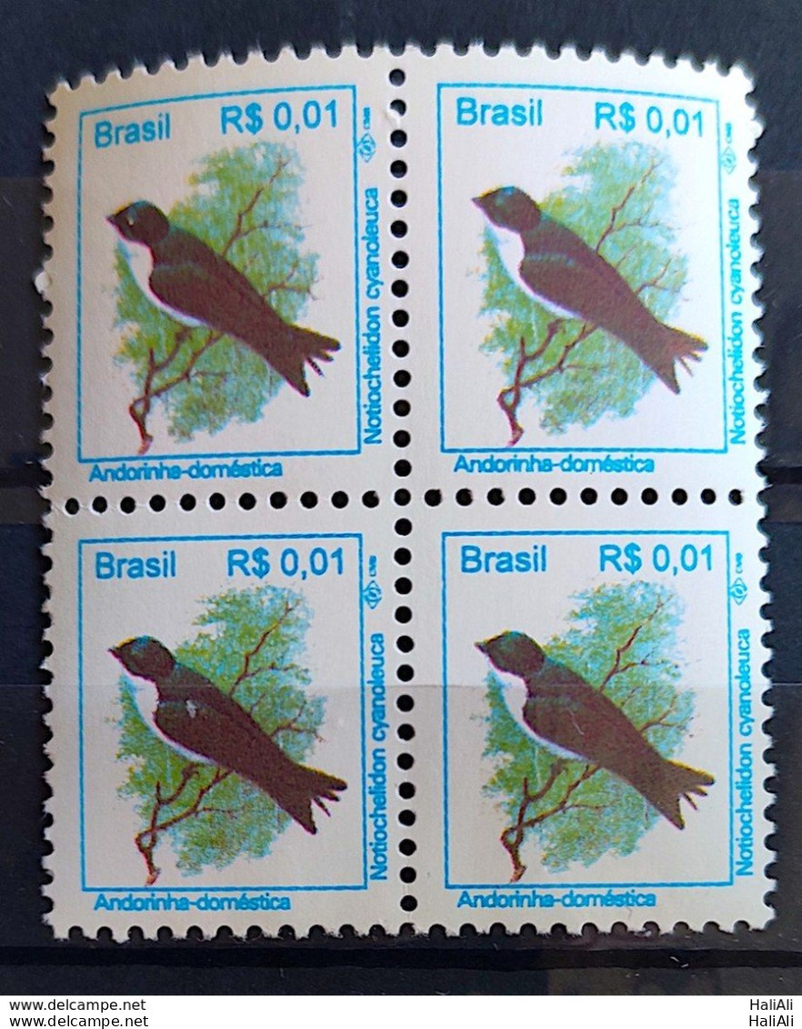 Brazil Regular Stamp RHM 710 Urban Birds Andorinha Domestic 1994 Block Of 4 - Nuevos