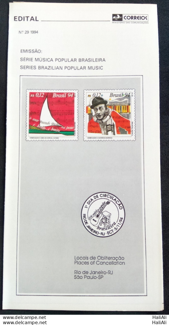 Brazil Brochure Edital 1994 29 MPB Brazilian Popular Music Without Stamp - Briefe U. Dokumente