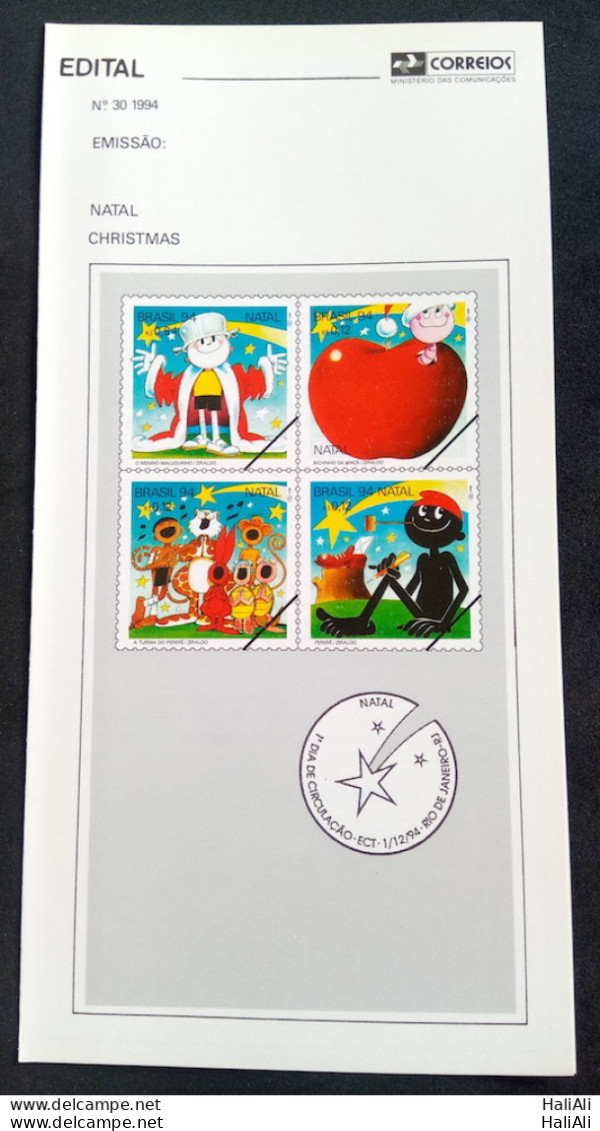 Brazil Brochure Edital 1994 30 Christmas Religion Without Stamp - Briefe U. Dokumente