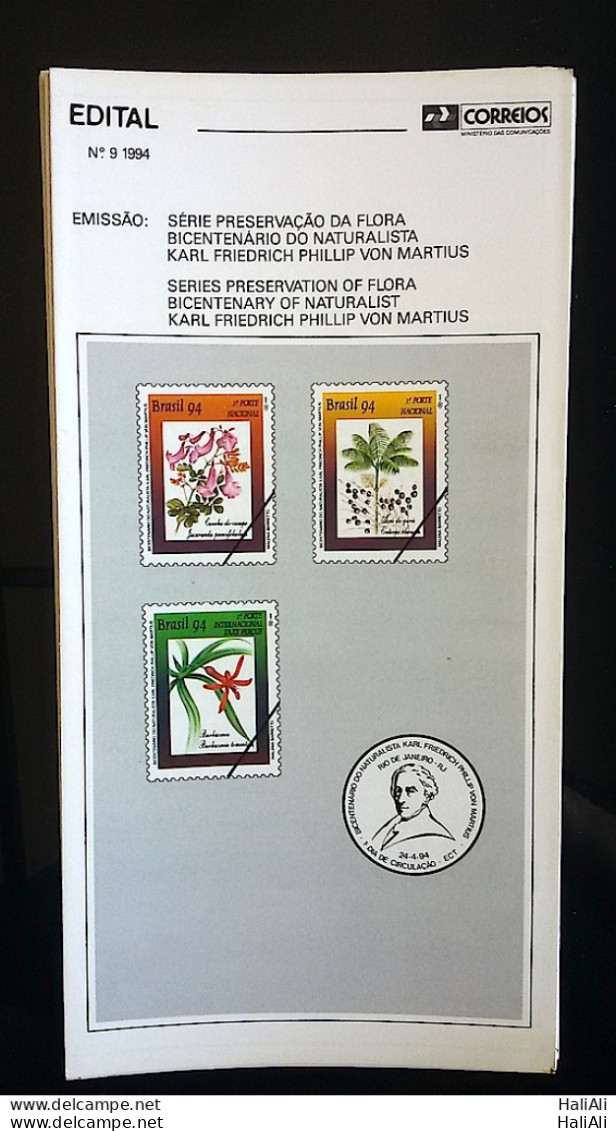 Brazil Brochure Edital 1994 09 Preservation Of Flora Without Stamp - Lettres & Documents