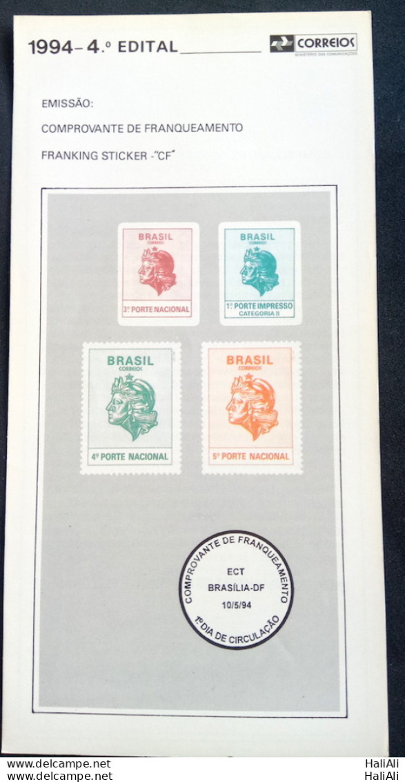 Brazil Brochure Edital 1994 04 Proof Of Franchise Without Stamp - Briefe U. Dokumente