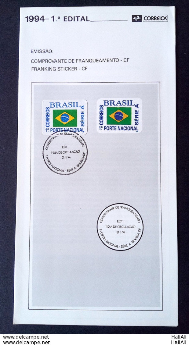 Brazil Brochure Edital 1994 01 Proof Of Franchise Flag With Stamp CBC DF Brasilia - Briefe U. Dokumente