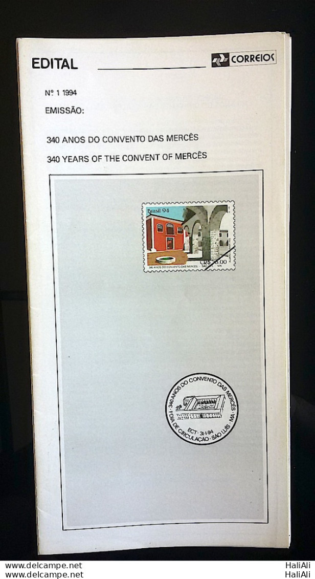 Brazil Brochure Edital 1994 01 Merces Convent Without Stamp - Covers & Documents