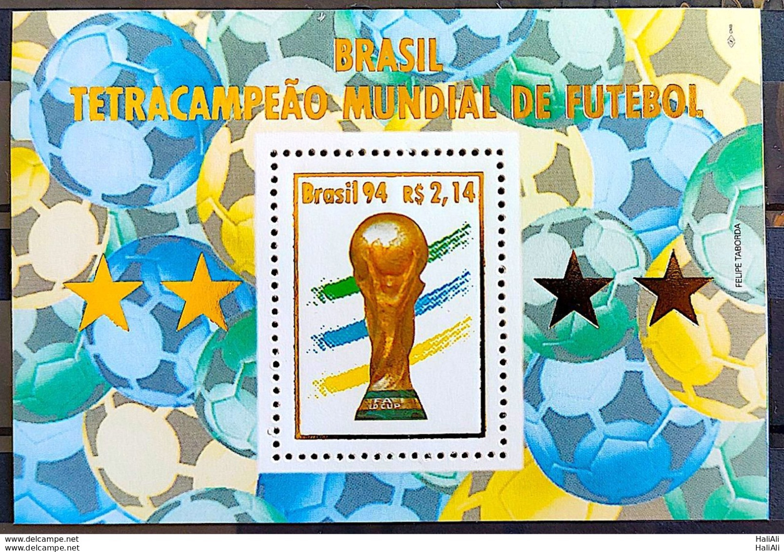 B 98 B Brazil Stamp Ock Brasil Four-time World Cup Star Cup Football Soccer 1994 - Neufs