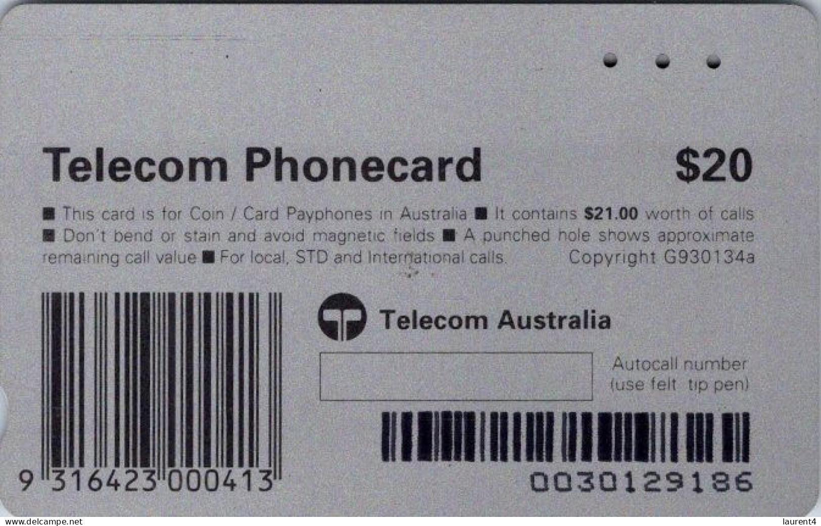 19-4-2024 - Phonecard - Australia  - (duplicate Phonecard) Fish (3 X $ 20.00) - Australien