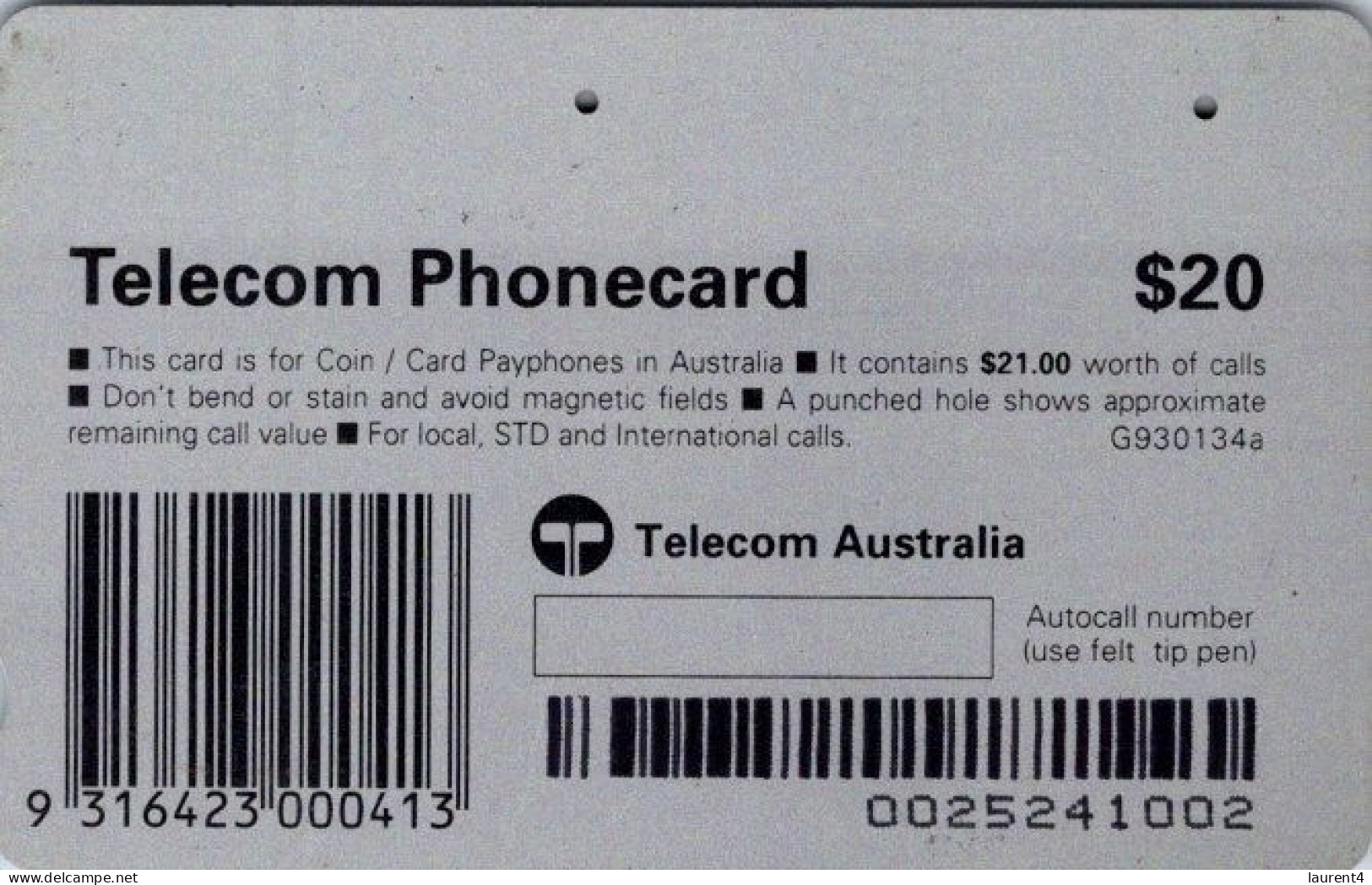 19-4-2024 - Phonecard - Australia  - (duplicate Phonecard) Fish (3 X $ 20.00) - Australia