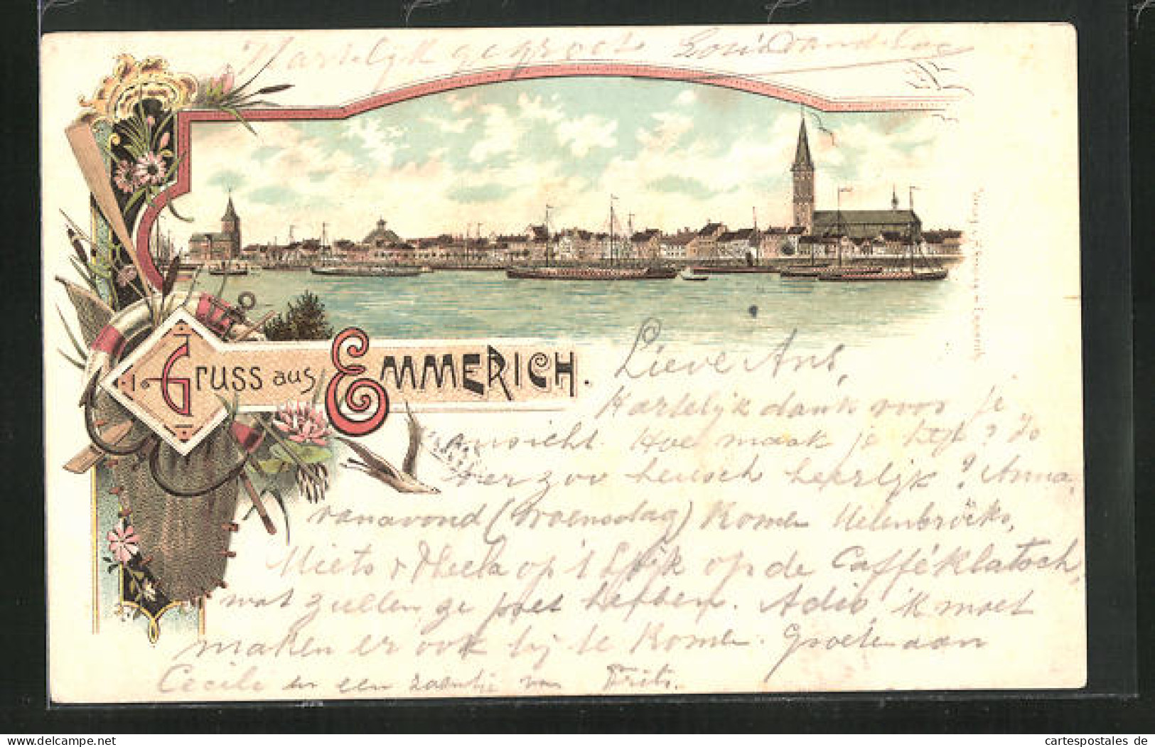 Lithographie Emmerich, Teilansicht  - Emmerich