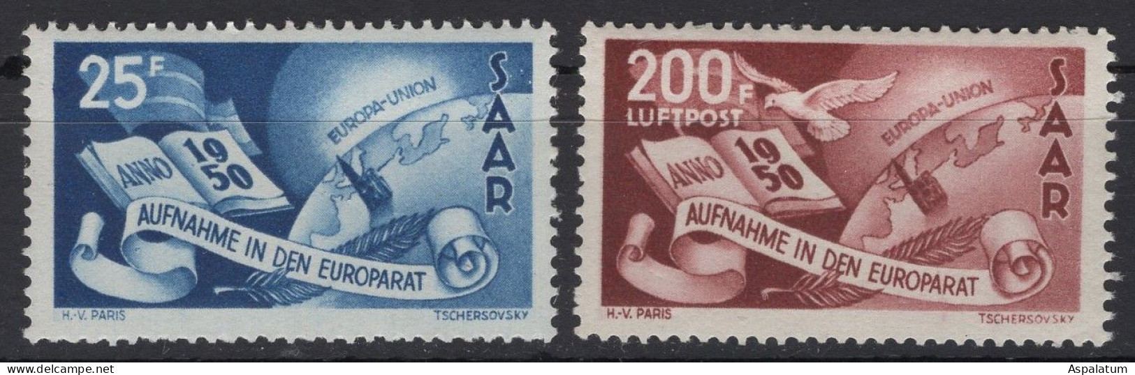 Saar - Set Of 2 - Council Of Europe - Mi 297~298 - 1950 - MNH - Ongebruikt