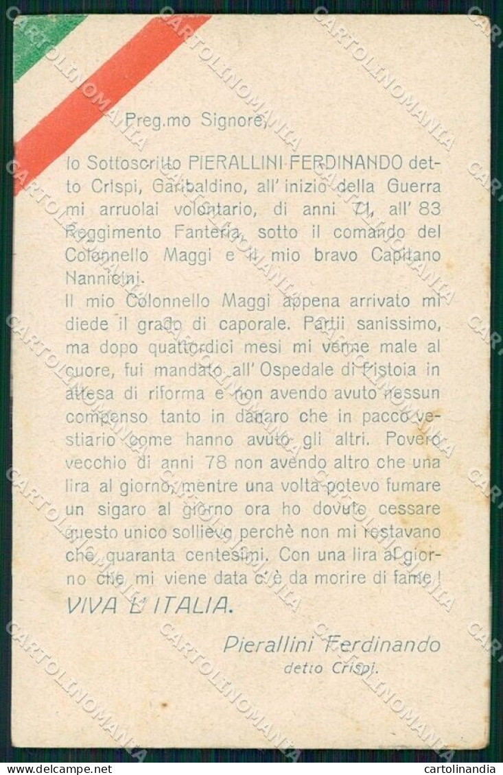 WW1 WWI Propaganda 83 Reggimento Fanteria Garibaldini PIEGHINA Cartolina XF6696 - Sonstige & Ohne Zuordnung