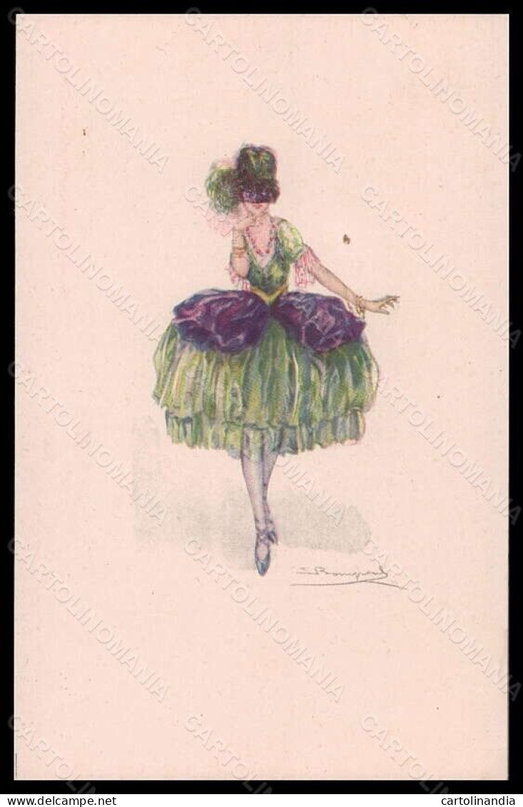 Artist Signed Bompard Fashion Lady Mode Ballerina Carnival Serie 606-4 Pc VK5978 - Altri & Non Classificati