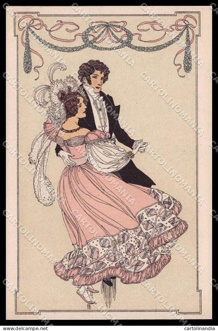 Illustratori Artist Signed Alice Wanke Dancing Couple Art Nouveau Pc ZG6386 - Altri & Non Classificati