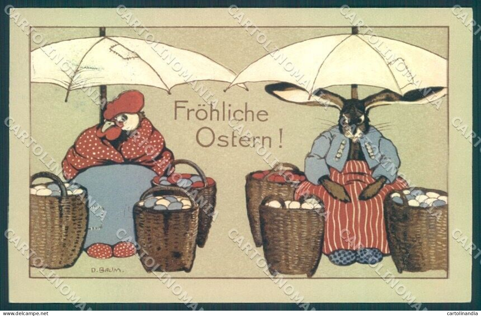 Artist Signed Baum Easter Egg Dressed Hare Dondorf 354 WRINKLE Postcard TW1802 - Autres & Non Classés