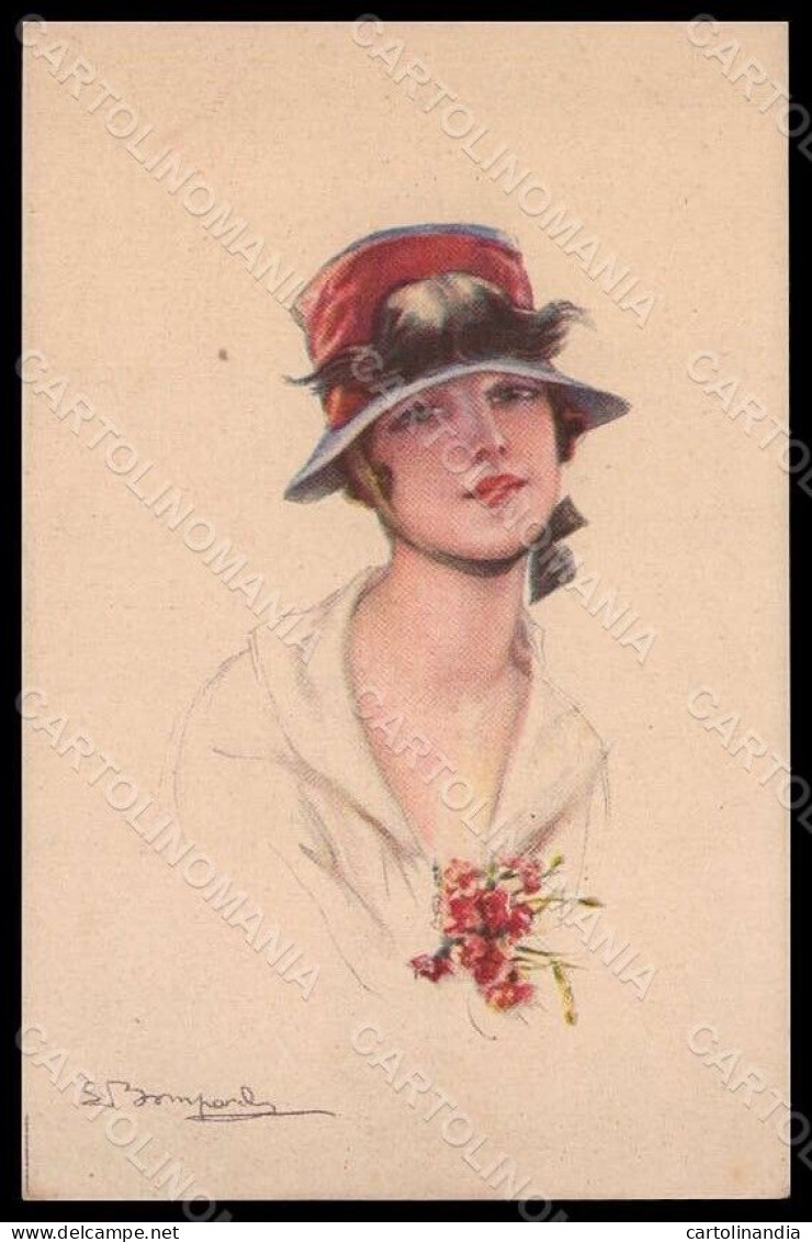 Artist Signed Bompard Fashion Lady Art Deco Serie 987-2 Pc VK7480 - Altri & Non Classificati