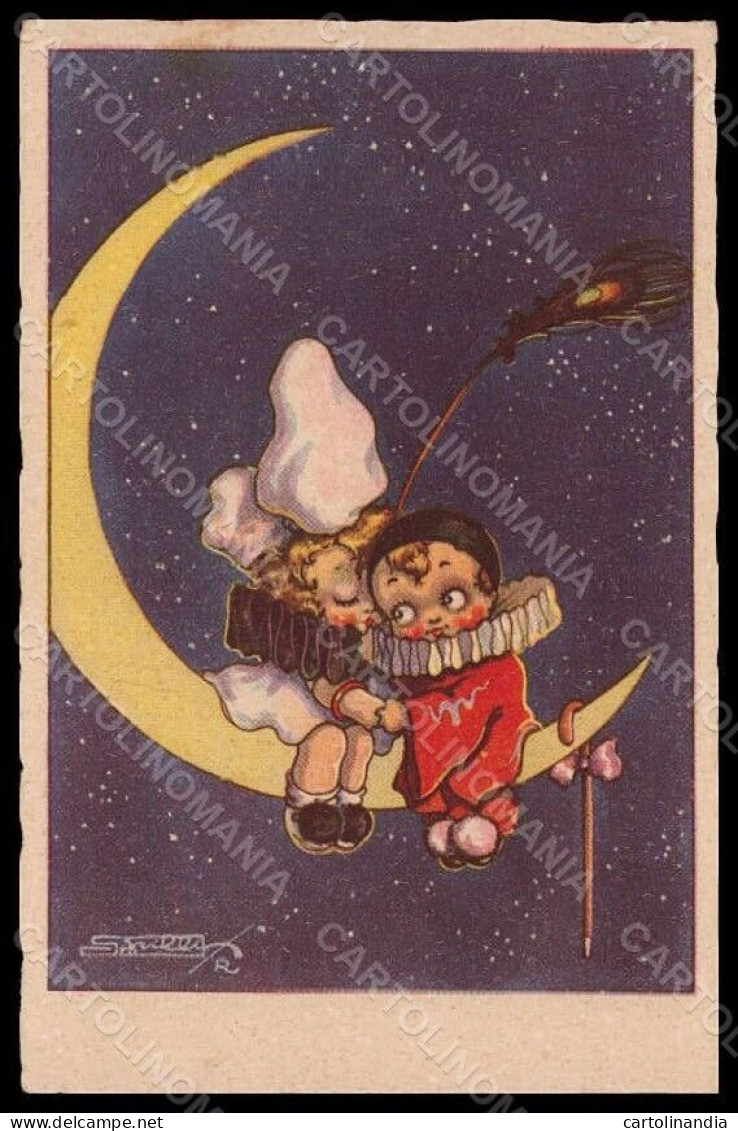 Artist Signed Sgrilli Children Pierrot Paper Moon Serie 1819-3postcard VK7930 - Altri & Non Classificati