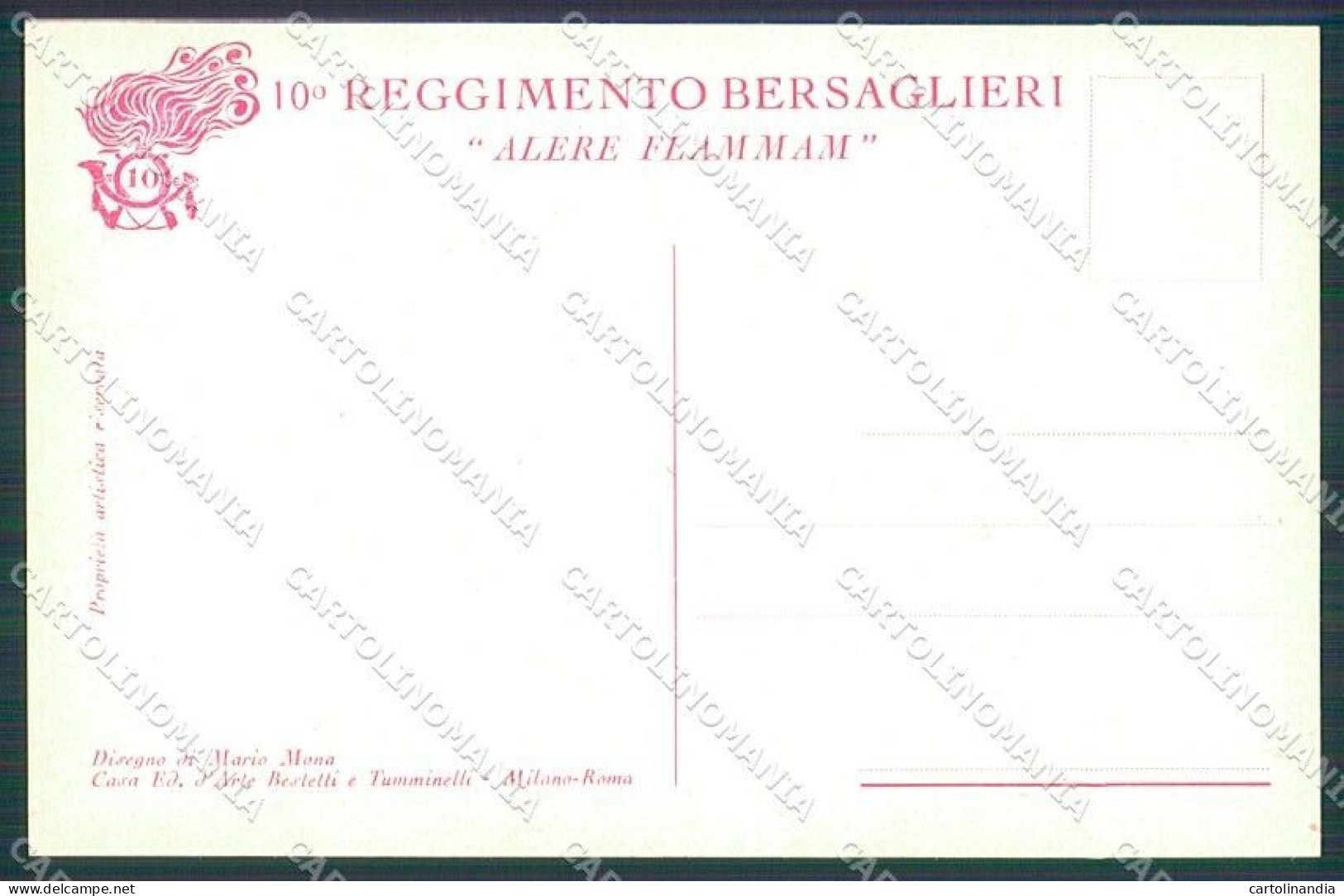 Militari WWI X Reggimento Bersaglieri Uniforme Mona Cartolina XF6753 - Autres & Non Classés