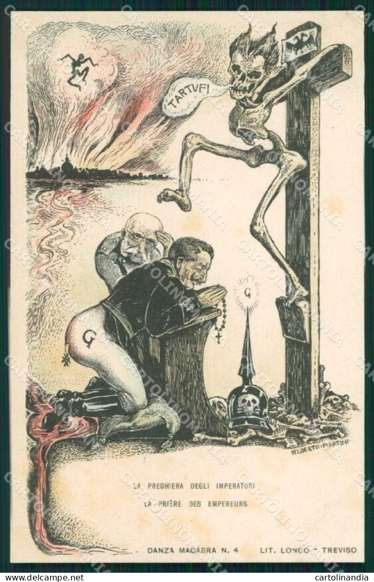 WW1 Propaganda A Martini Skeleton Kaiser La Danza Macabra Serie I N. 4 Cp XF8785 - Autres & Non Classés