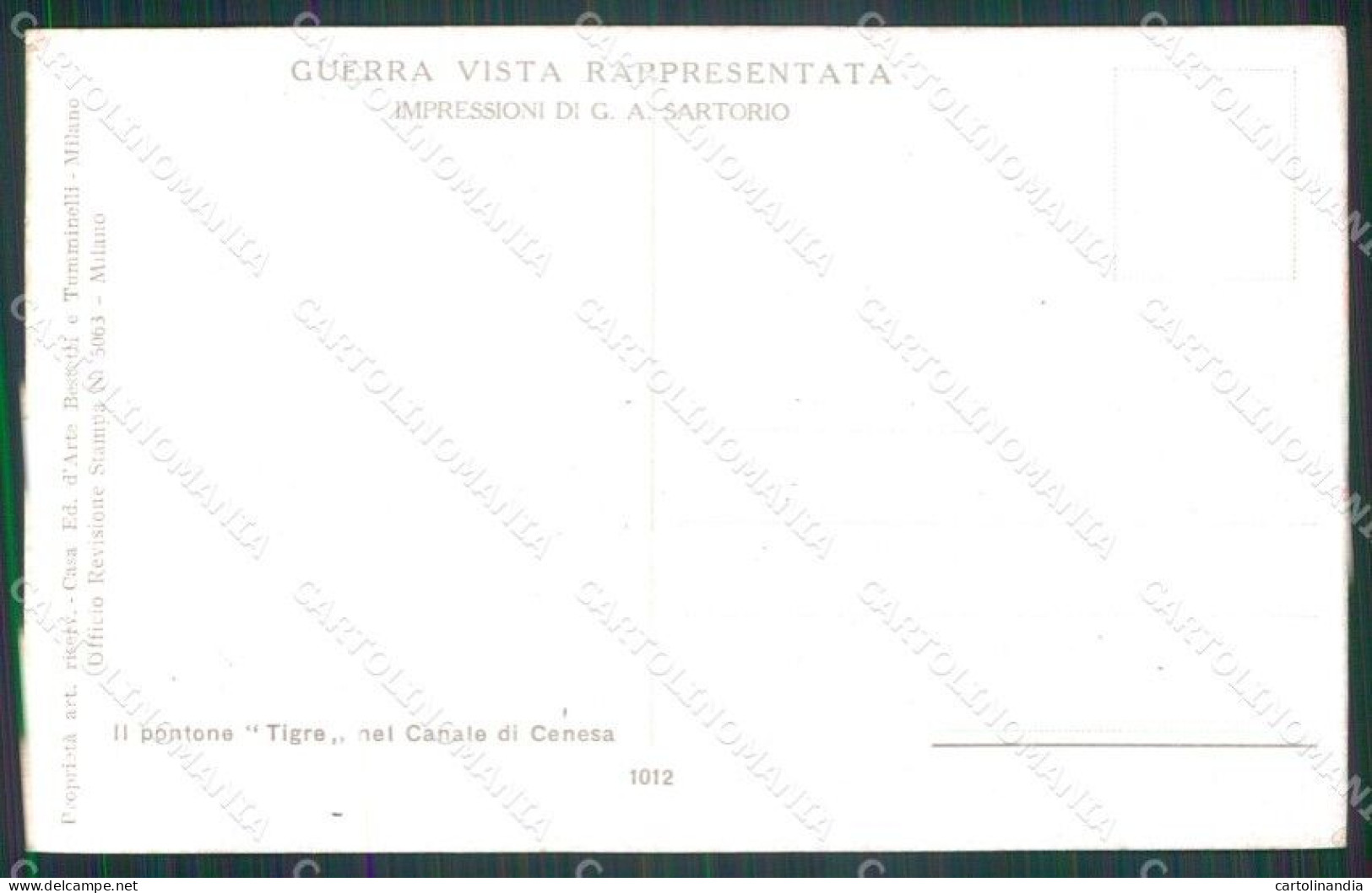 Militari WW1 WWI Canale Cenesa Pontone Tigre 1012 Sartorio Cartolina XF8513 - Autres & Non Classés
