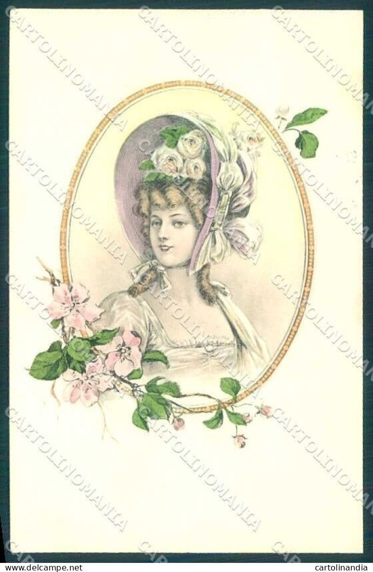 Artist Signed Fashion Glamour Lady Flowers Viennoise Serie 2346-3 Pc VK9404 - Otros & Sin Clasificación