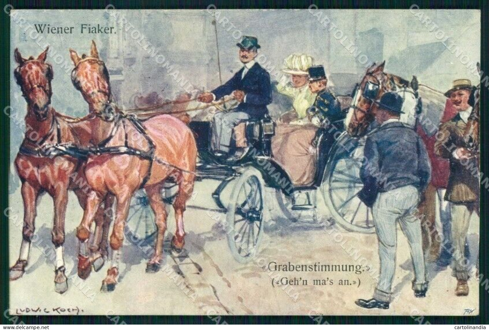 Artist Signed Ludwig Koch Horse Wiener Fiaker B K W I Serie 372-6 Pc KF6883 - Sonstige & Ohne Zuordnung