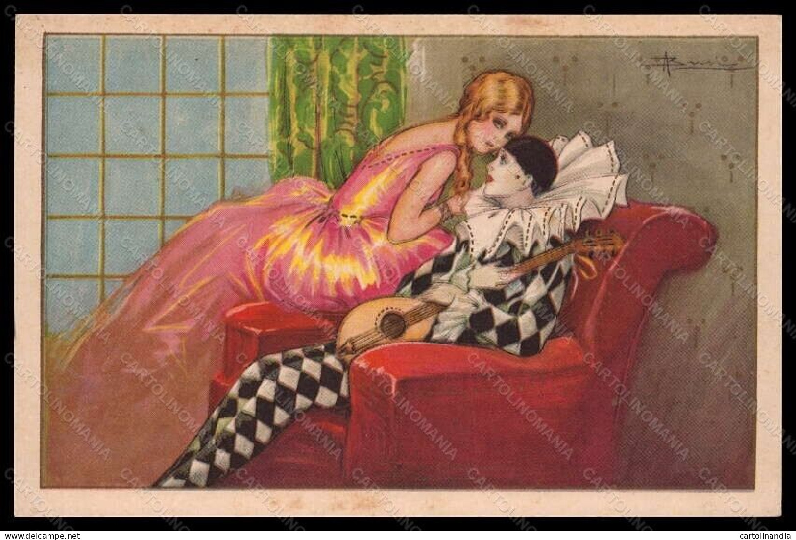 Artist Signed Illustratori Busi Lady Pierrot Art Deco Serie 1017 Postcard VK6708 - Sonstige & Ohne Zuordnung