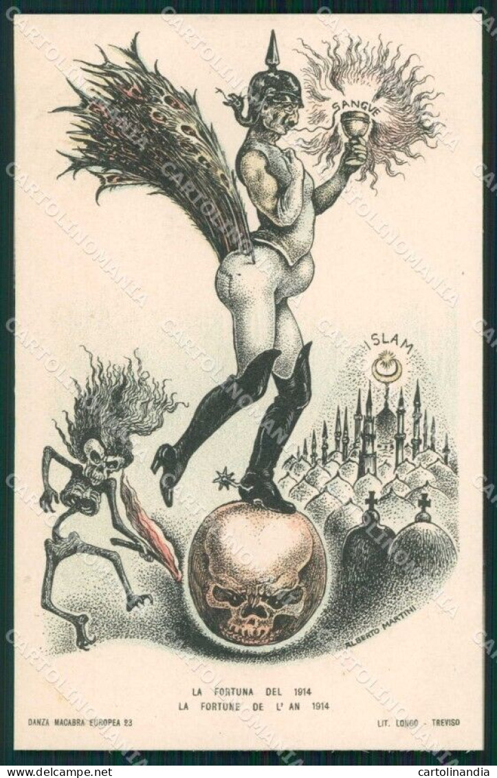 WW1 Propaganda Martini Skeleton Kaiser La Danza Macabra Serie II N. 23 Cp XF8798 - Autres & Non Classés