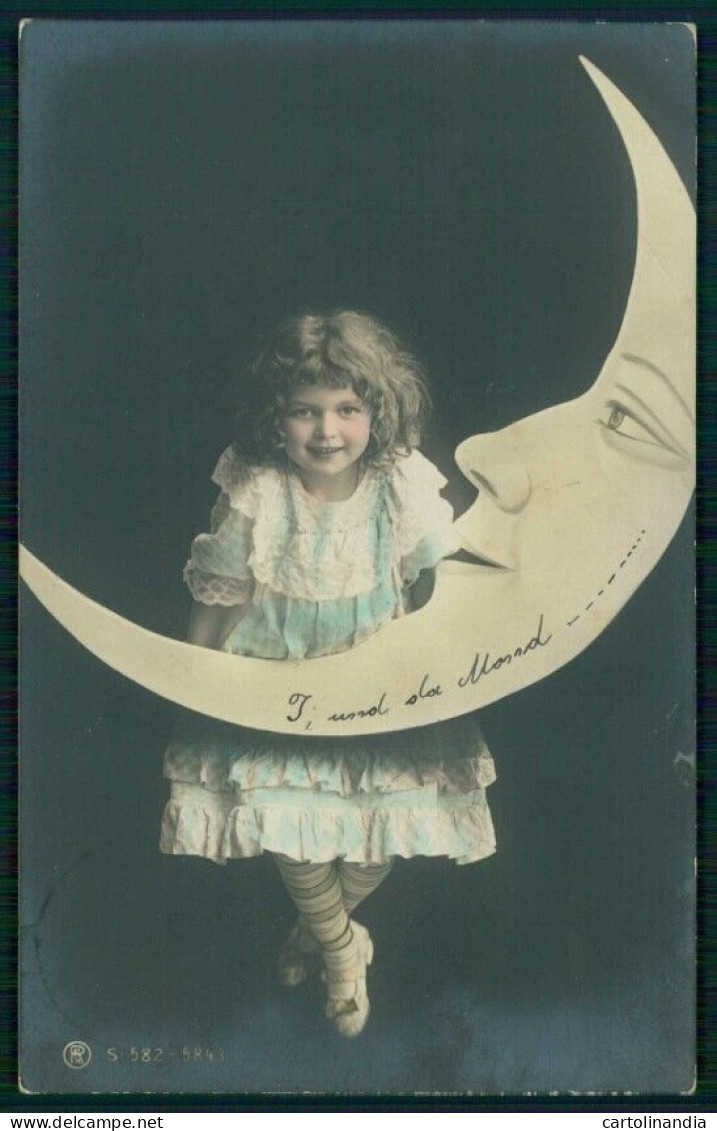 Girl Paper Moon RPPC Serie 582-5843 Cartolina TC6652 - Sonstige & Ohne Zuordnung