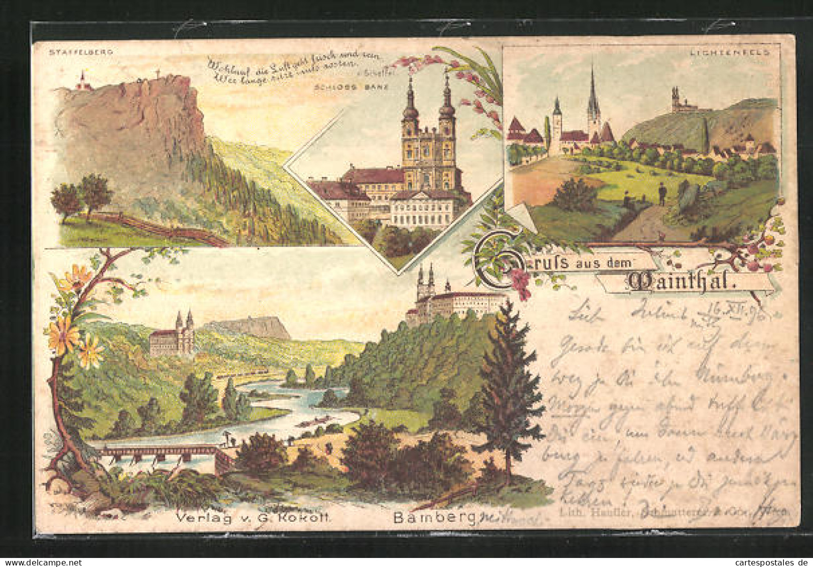 Lithographie Bamberg, Schloss Banz, Staffelberg, Lichtenfels Im Maintal  - Lichtenfels