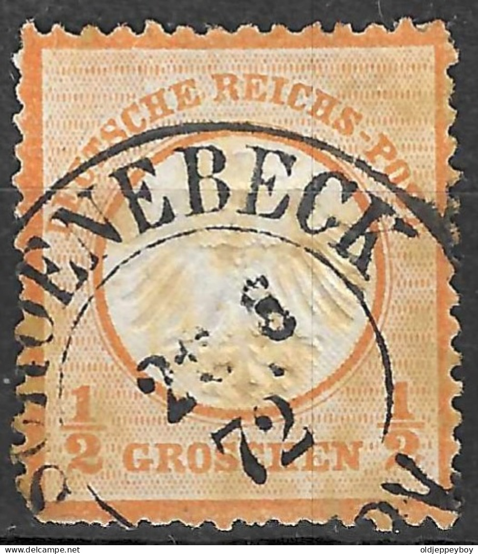 GERMANY GERMAN EMPIRE 1872 Mi.3, Eagle "small Shield"  1/2 Gr. VERY FINE POSTMARK CAT VALUE 55€ - Gebruikt