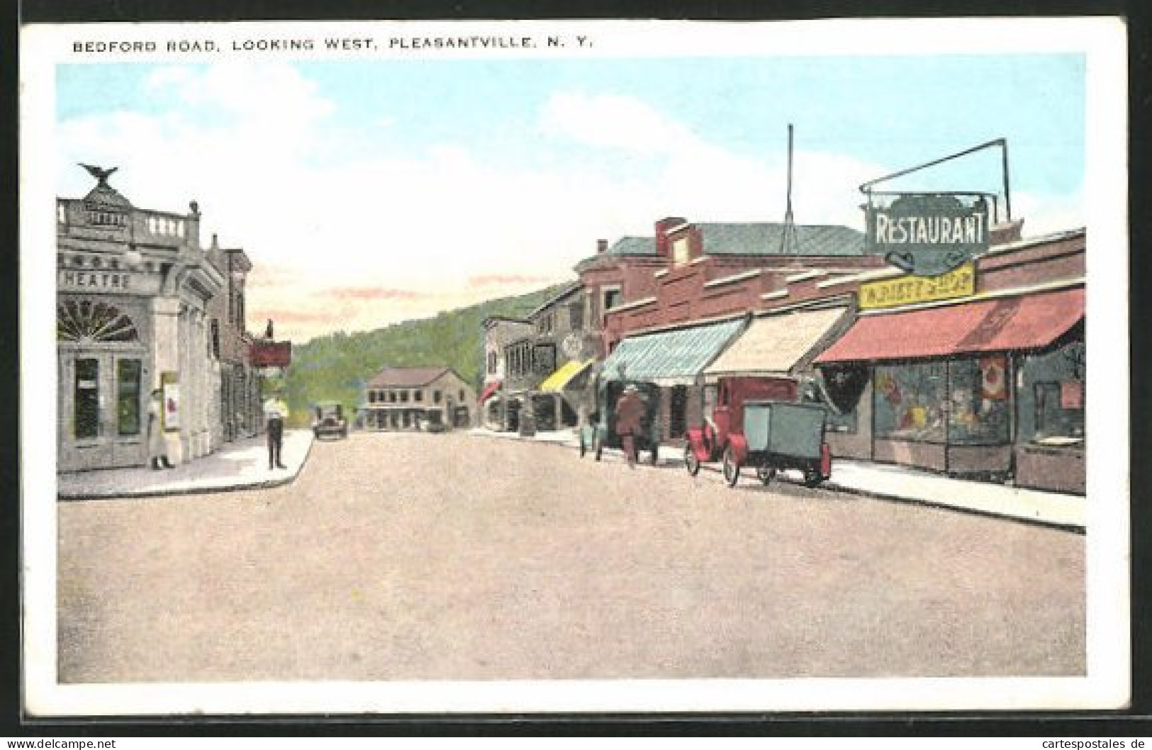 AK Pleasantville, NY, Bedford Road And Theatre  - Altri & Non Classificati