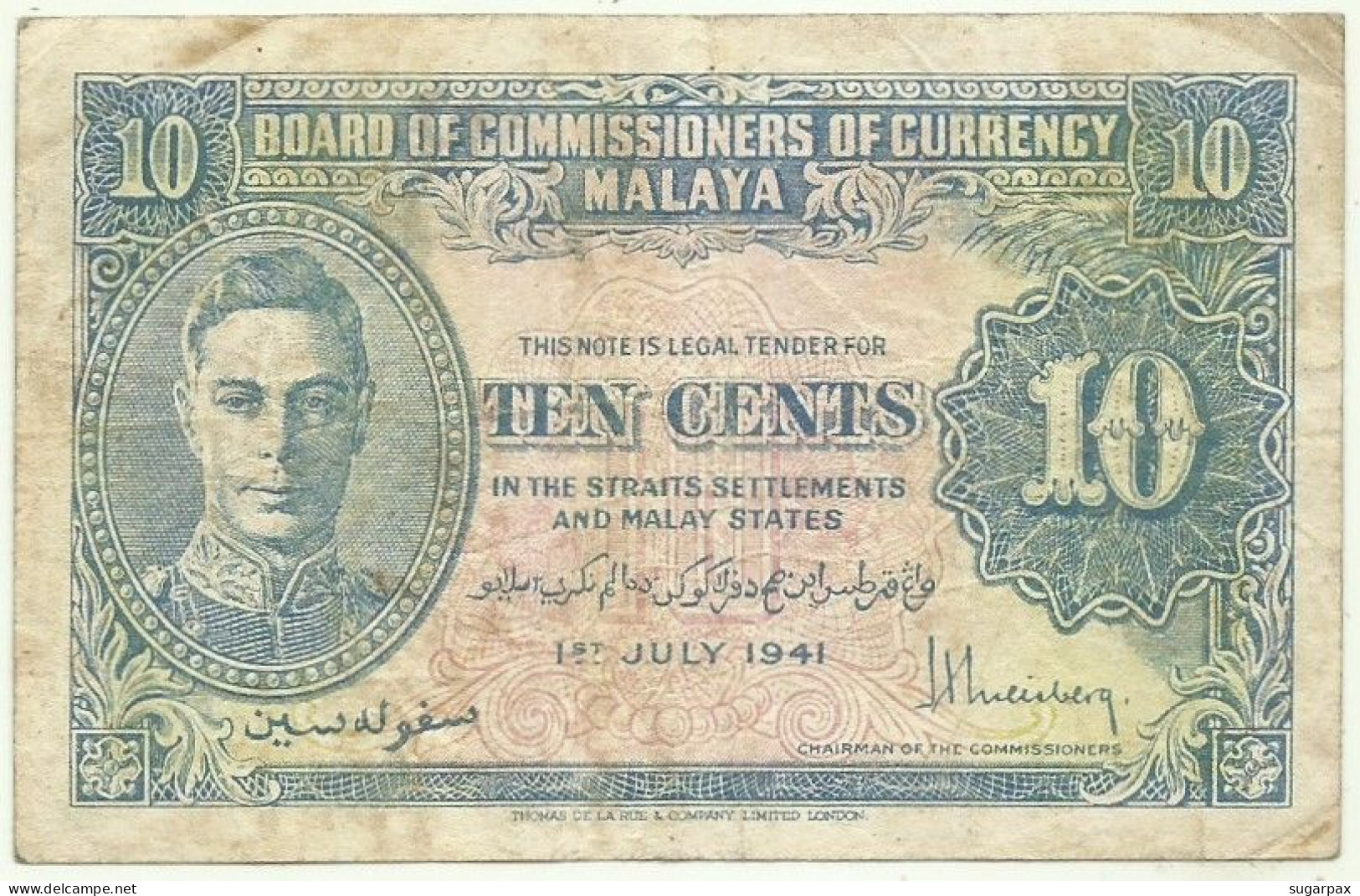 Malaya - 10 Cents - 1.7.1941 (1945 ) - Pick 8 - Malaysia - Maleisië