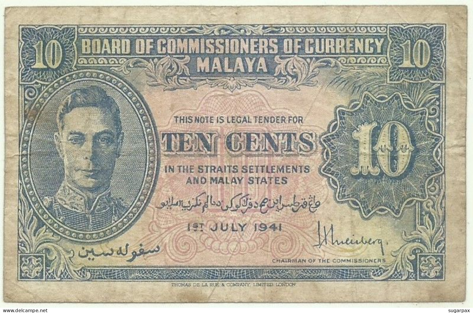 Malaya - 10 Cents - 1.7.1941 (1945 ) - Pick 8 - Malaysia - Malesia