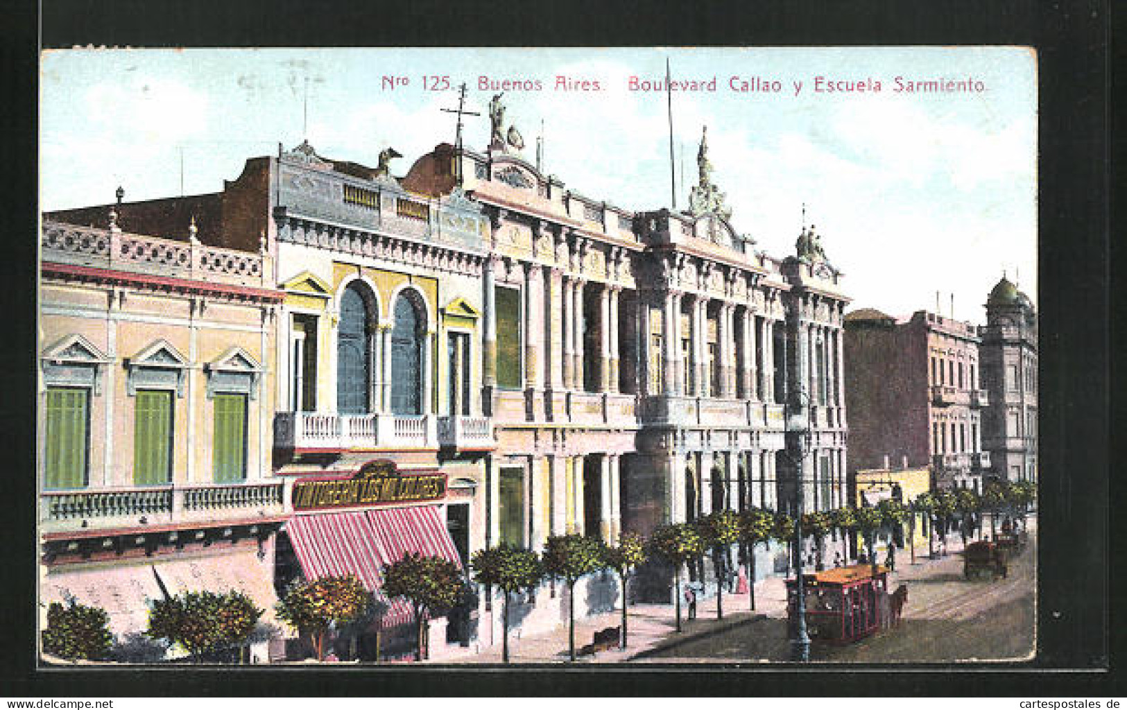 AK Buenos Aires, Boulevard Callao Y Escuela Sarmiento  - Argentinien