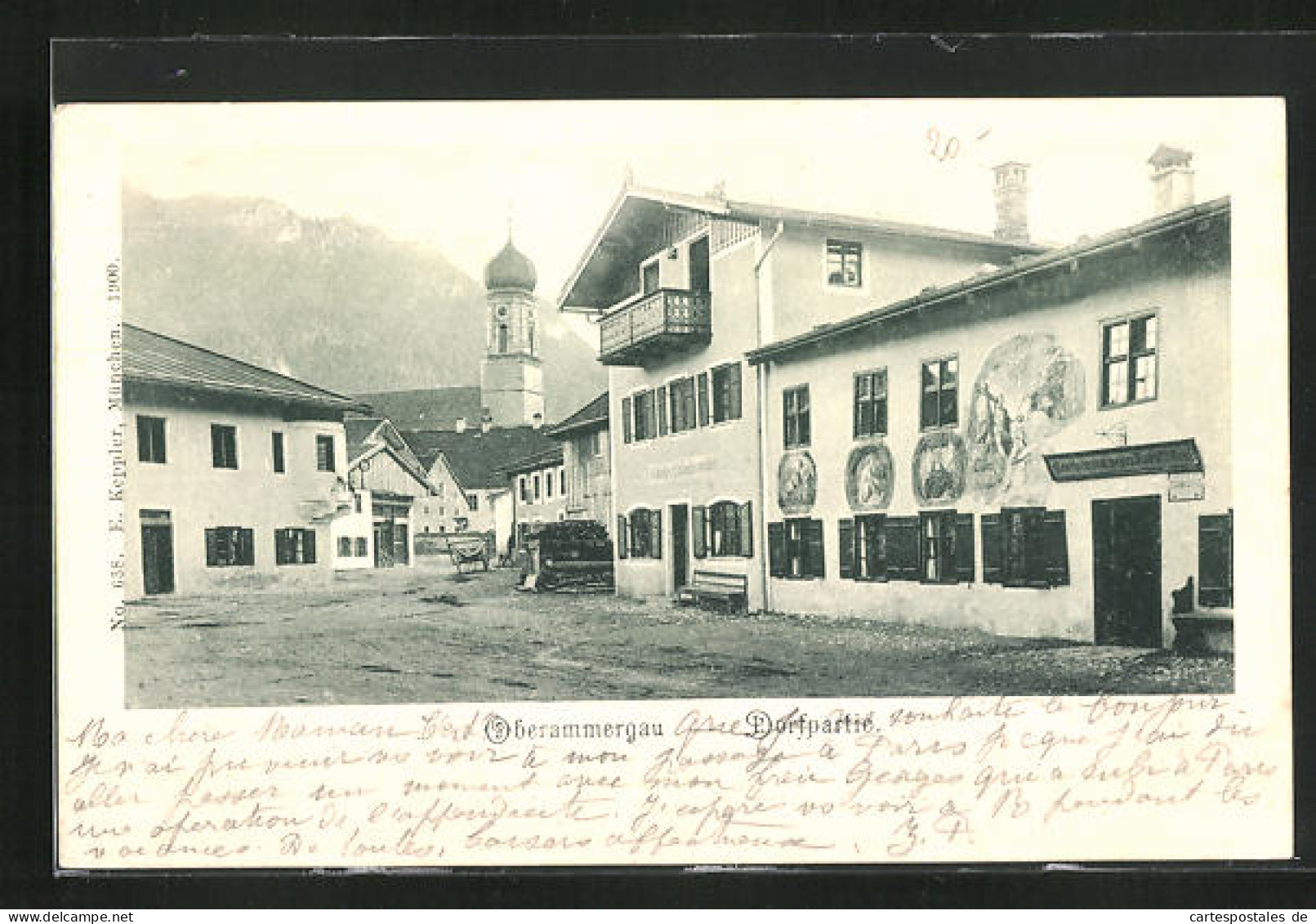 AK Oberammergau, Dorfpartie Mit Gasthaus  - Oberammergau