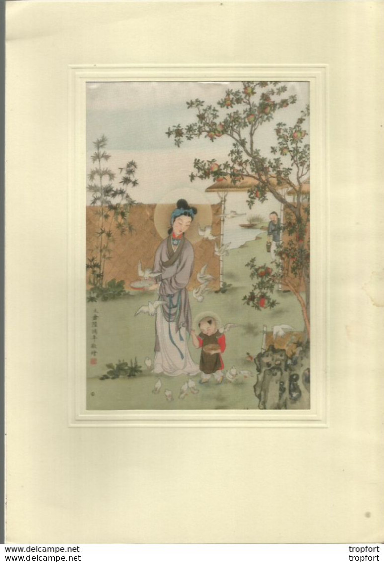 Impression Peinture Madonna Of The Doves "LU-Hung-Nien (1914)." Vierge Des Colombes" CHINE Impression Sur Soie - Oriental Art