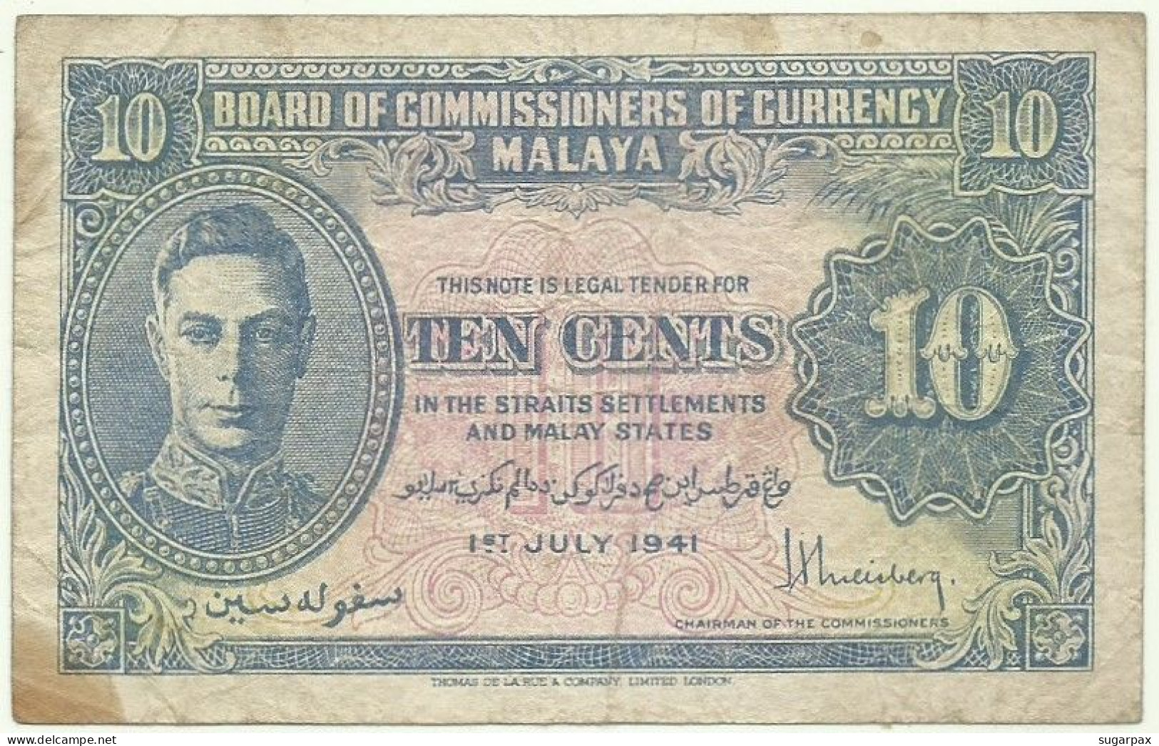 Malaya - 10 Cents - 1.7.1941 (1945 ) - Pick 8 - Malaysia - Maleisië