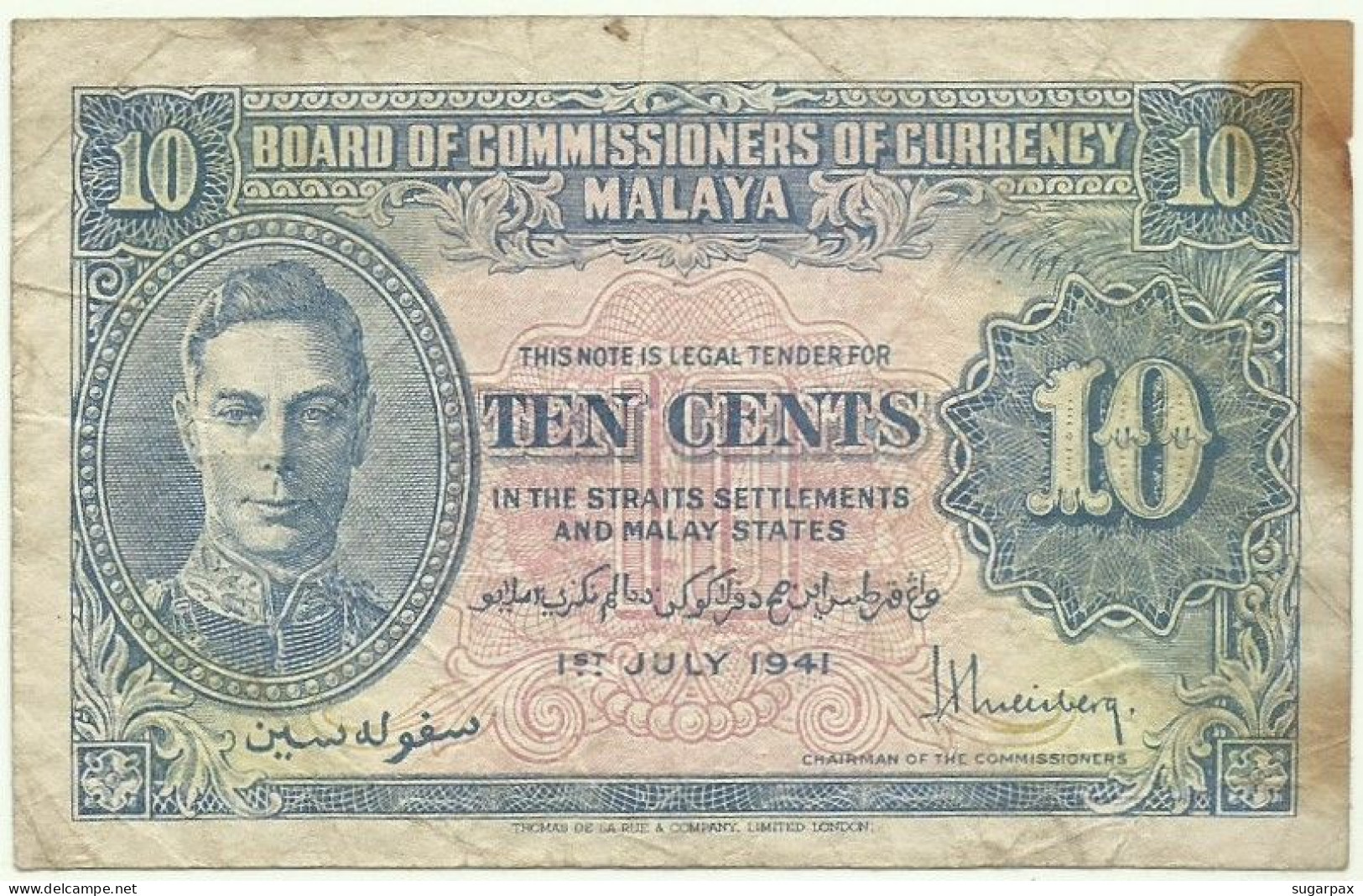 Malaya - 10 Cents - 1.7.1941 (1945 ) - Pick 8 - Malaysia - Malaysie