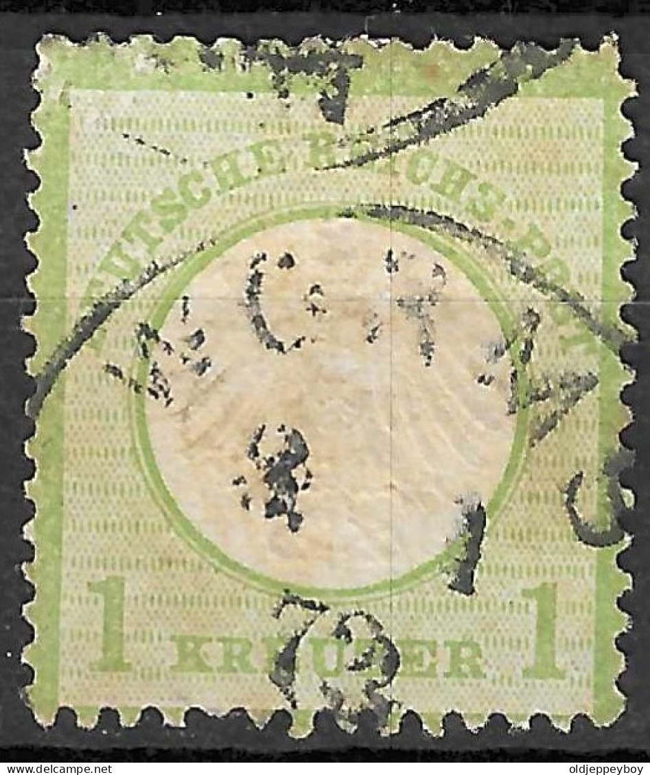 GERMANY GERMAN EMPIRE 1872  Mi # 7 , Eagle "small Shield"  1kr Green  OK CANCEL CAT VALUE 70€ - Oblitérés