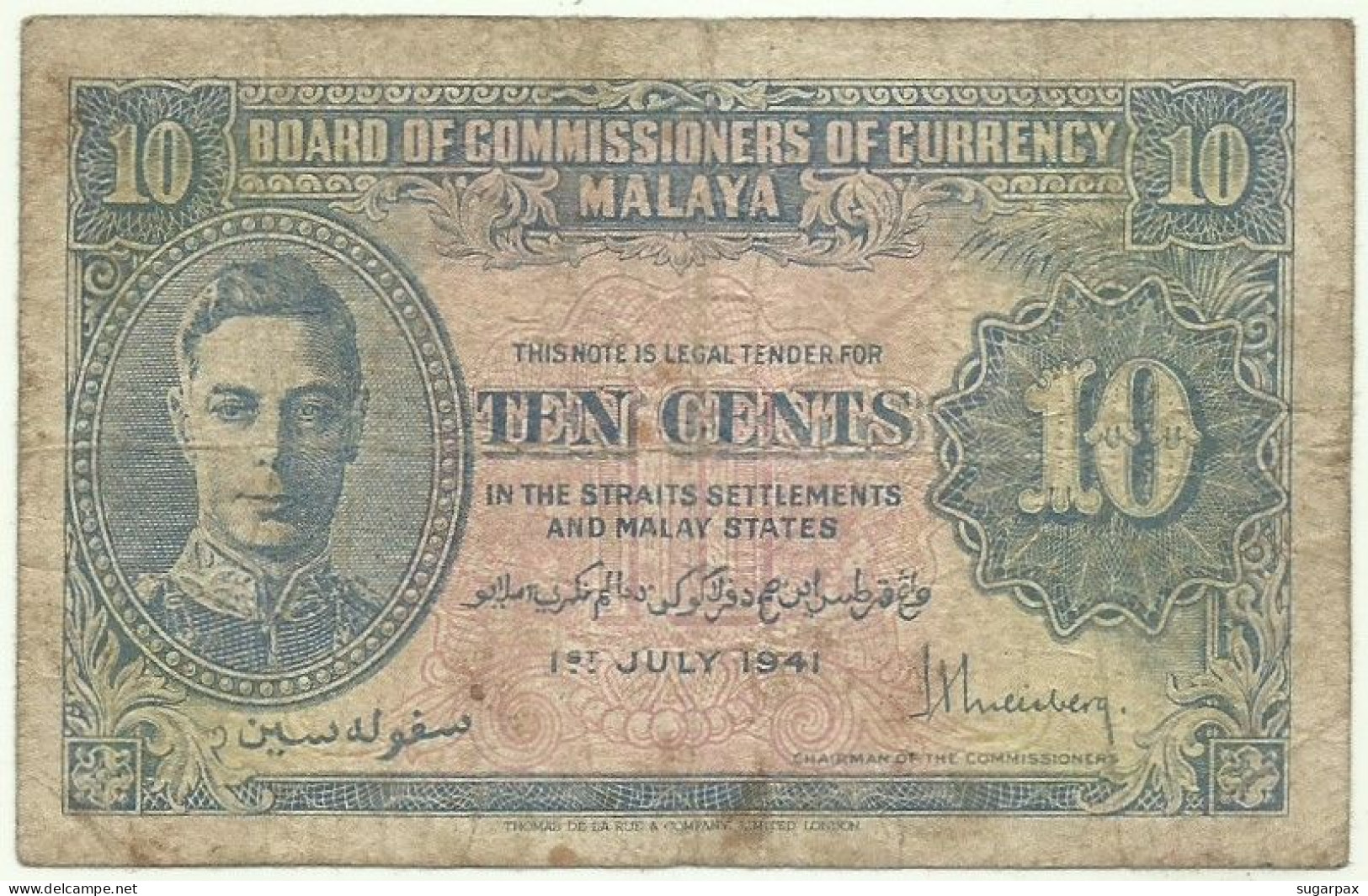 Malaya - 10 Cents - 1.7.1941 (1945 ) - Pick 8 - Malaysia - Malesia