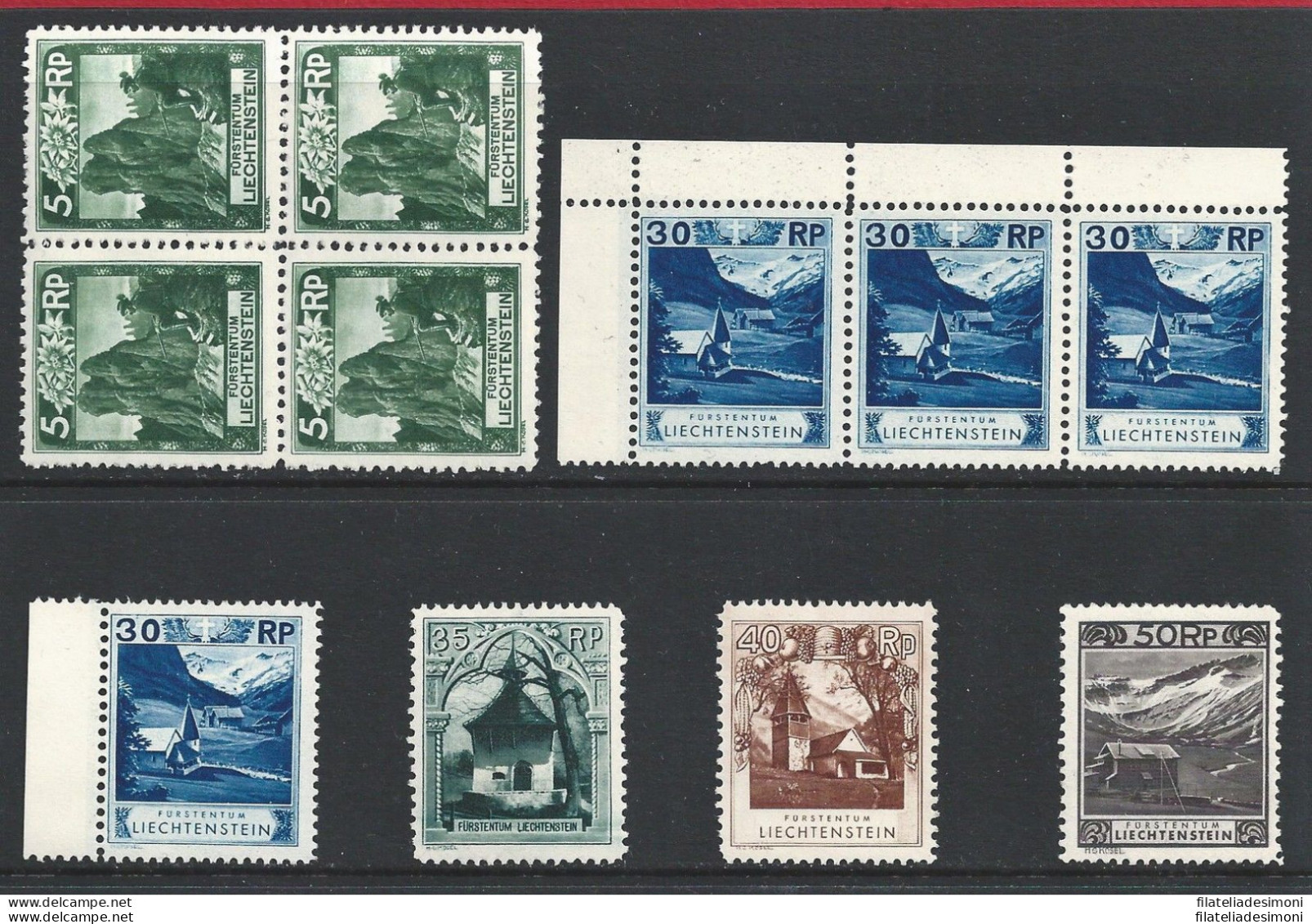 1930 LIECHTENSTEIN, Soggetti Diversi  11 Valori  MNH** Cat. € 494 - Andere & Zonder Classificatie