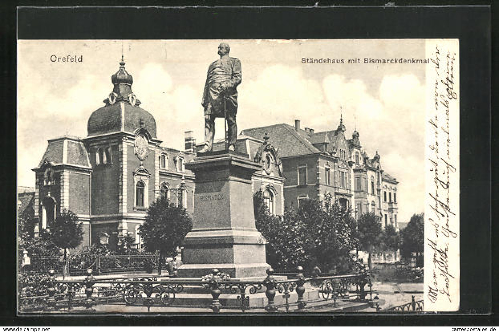 AK Krefeld, Ständehaus Mit Bismarckdenkmal  - Krefeld