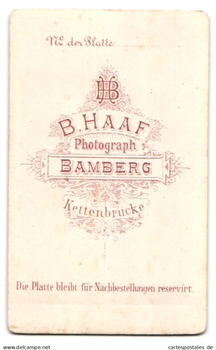 Fotografie B. Haaf, Bamberg, Kettenbrücke, Bürgerliche Frau Mit Geflochtener Hochsteckfrisur  - Anonyme Personen