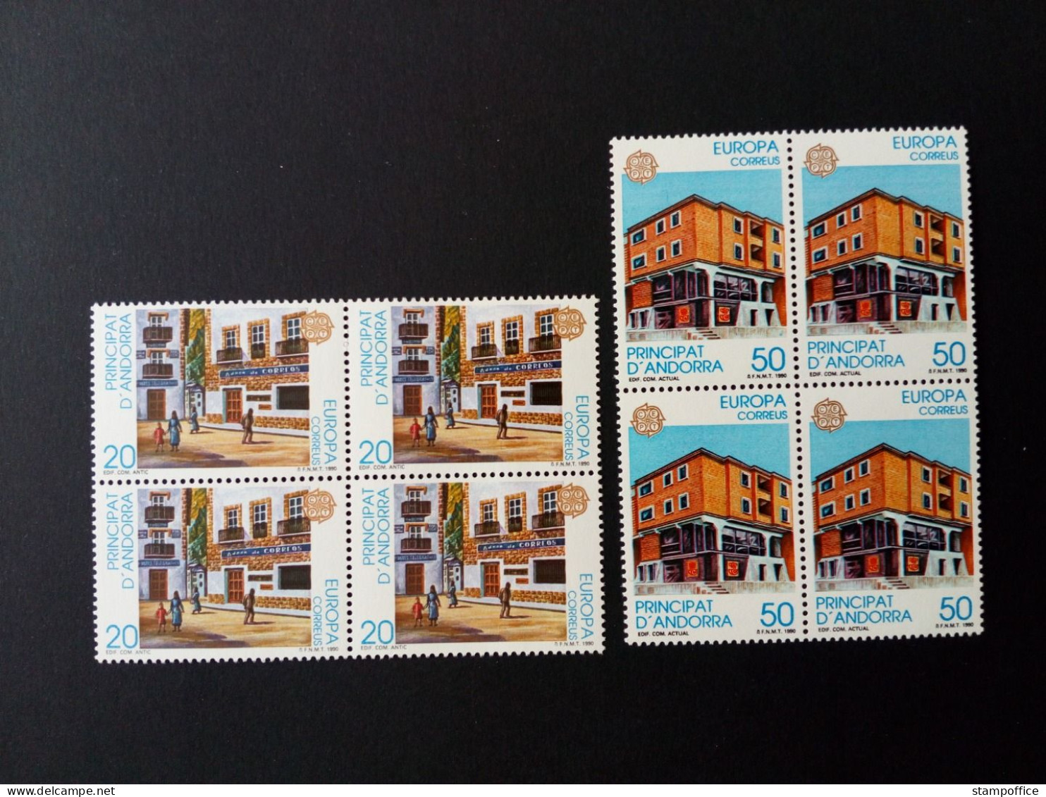 ANDORRA SPANISCH MI-NR. 214-215 POSTFRISCH(MINT) 4er BLOCK EUROPA 1990 POSTALISCHE EINRICHTUNGEN - 1990