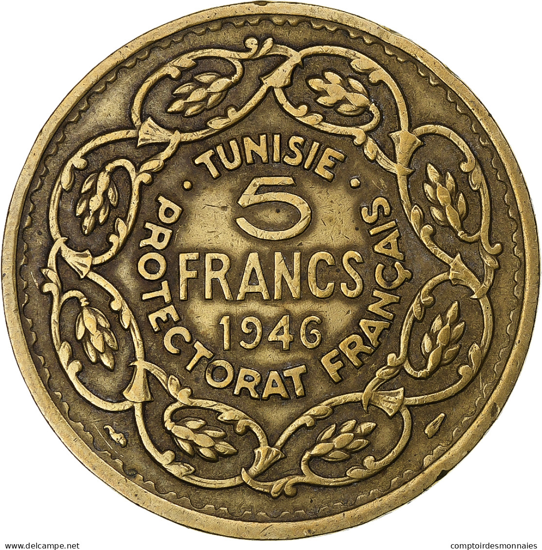 France, Tunisie, Muhammad VIII, 5 Francs, 1946, Paris, Bronze-Aluminium, TTB - Autres & Non Classés