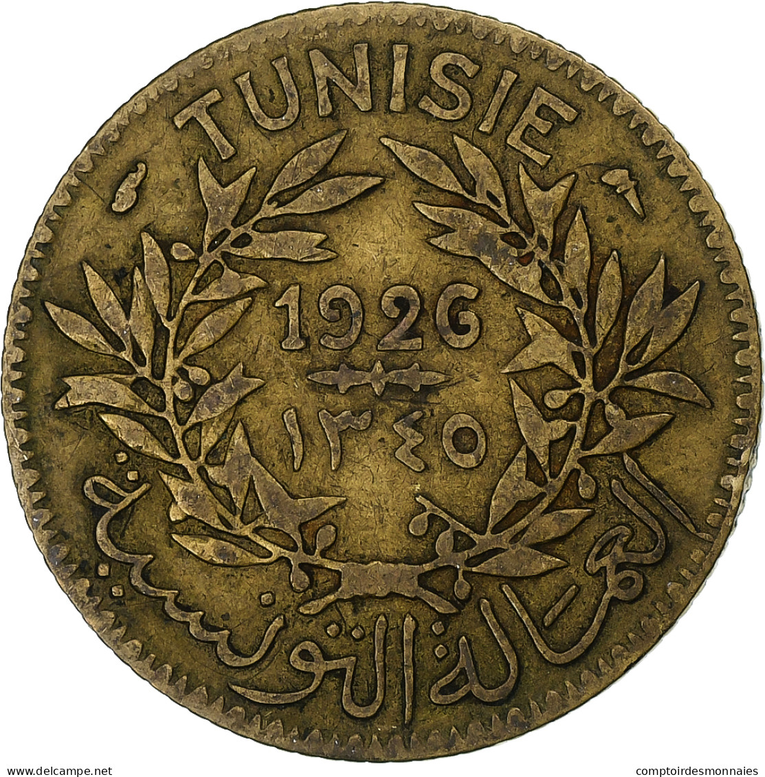 France, Tunisie, Muhammad VI, Franc, 1926, Paris, Bronze-Aluminium, TB+, KM:247 - Altri & Non Classificati