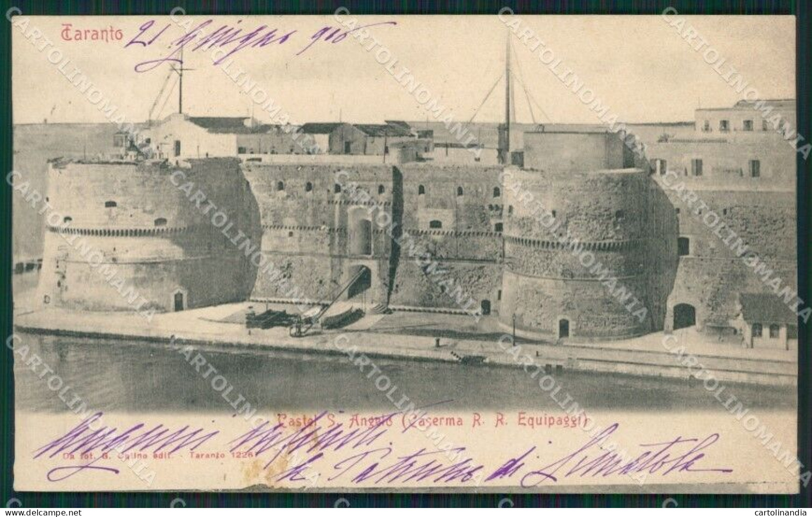 Taranto Città Castel Sant'Angelo Caserma Cartolina XB1449 - Taranto