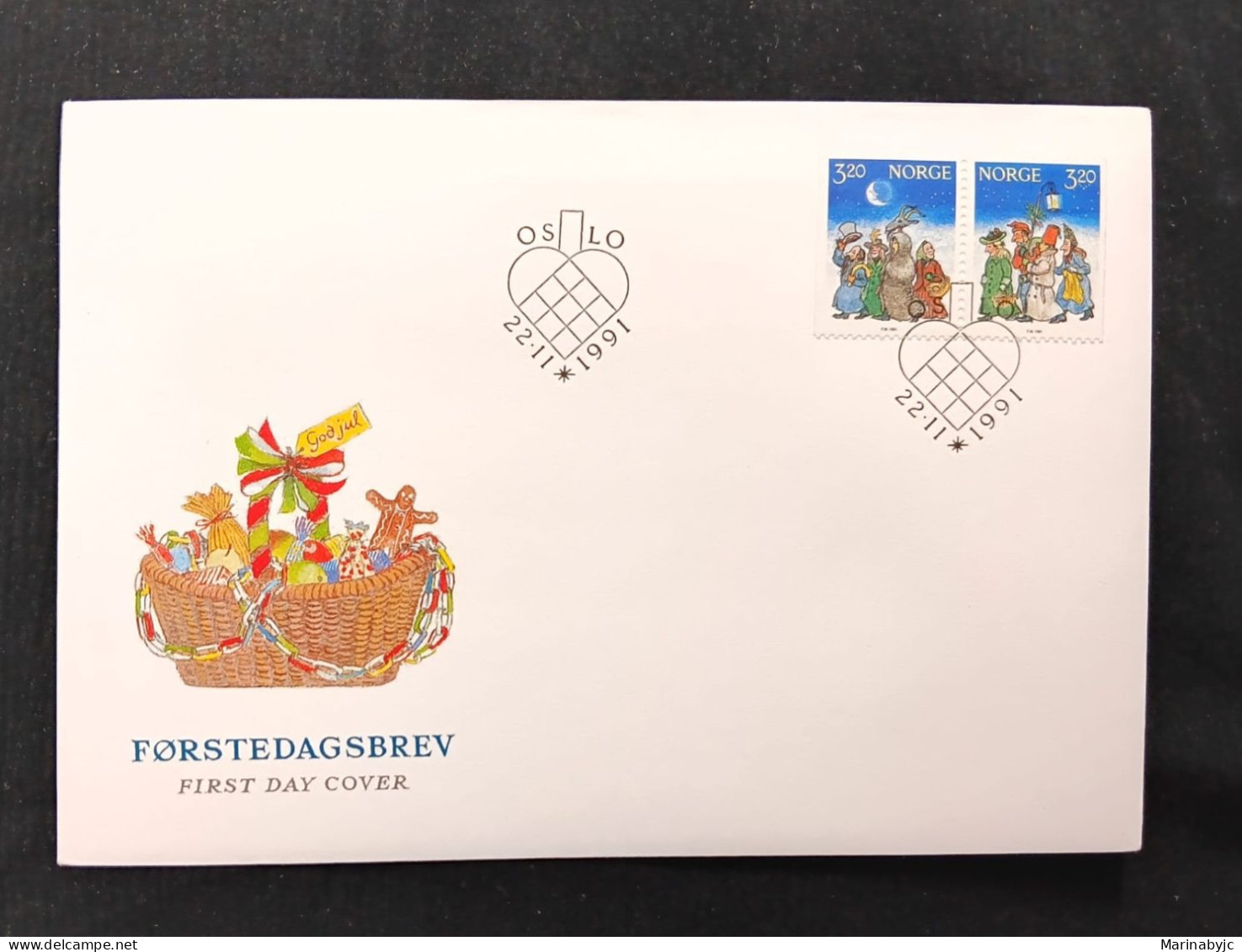 D)1991, NORWAY, FIRST DAY COVER, ISSUE, CHRISTMAS, MERRY CHRISTMAS, FDC - Andere & Zonder Classificatie