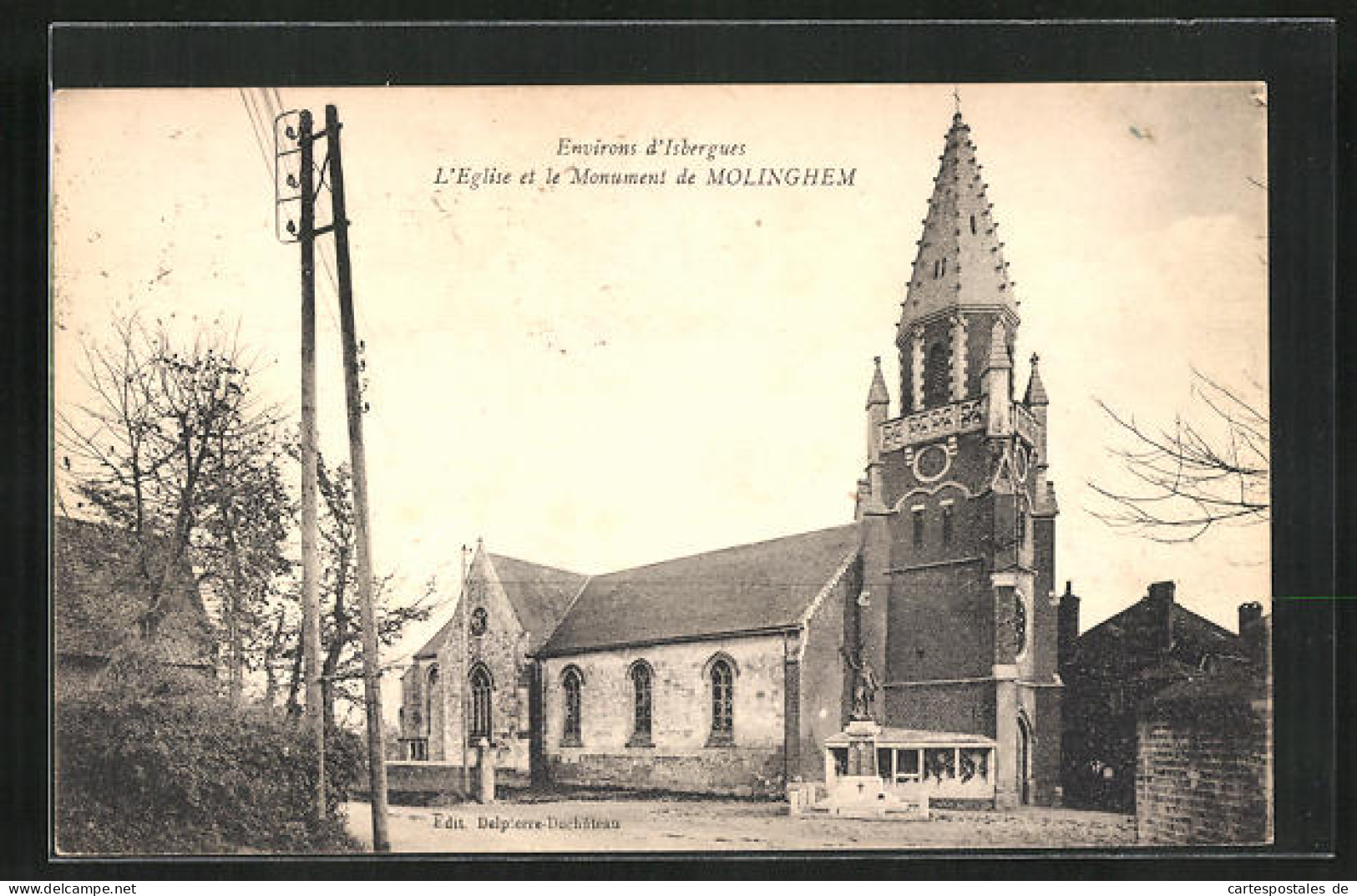 CPA Isbergues, L`Eglise Et Le Monument De Molinghem  - Isbergues