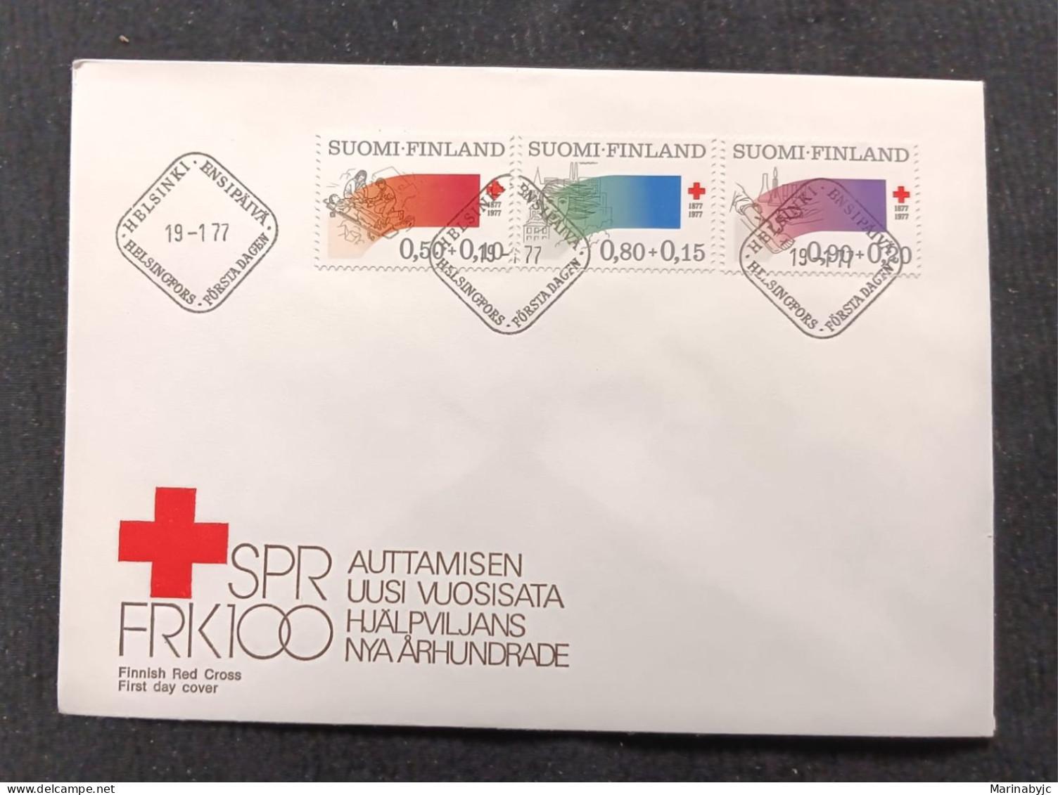 D)1977, FINLAND, FIRST DAY COVER, ISSUE, RED CROSS, NATURAL DISASTERS, FDC - Other & Unclassified