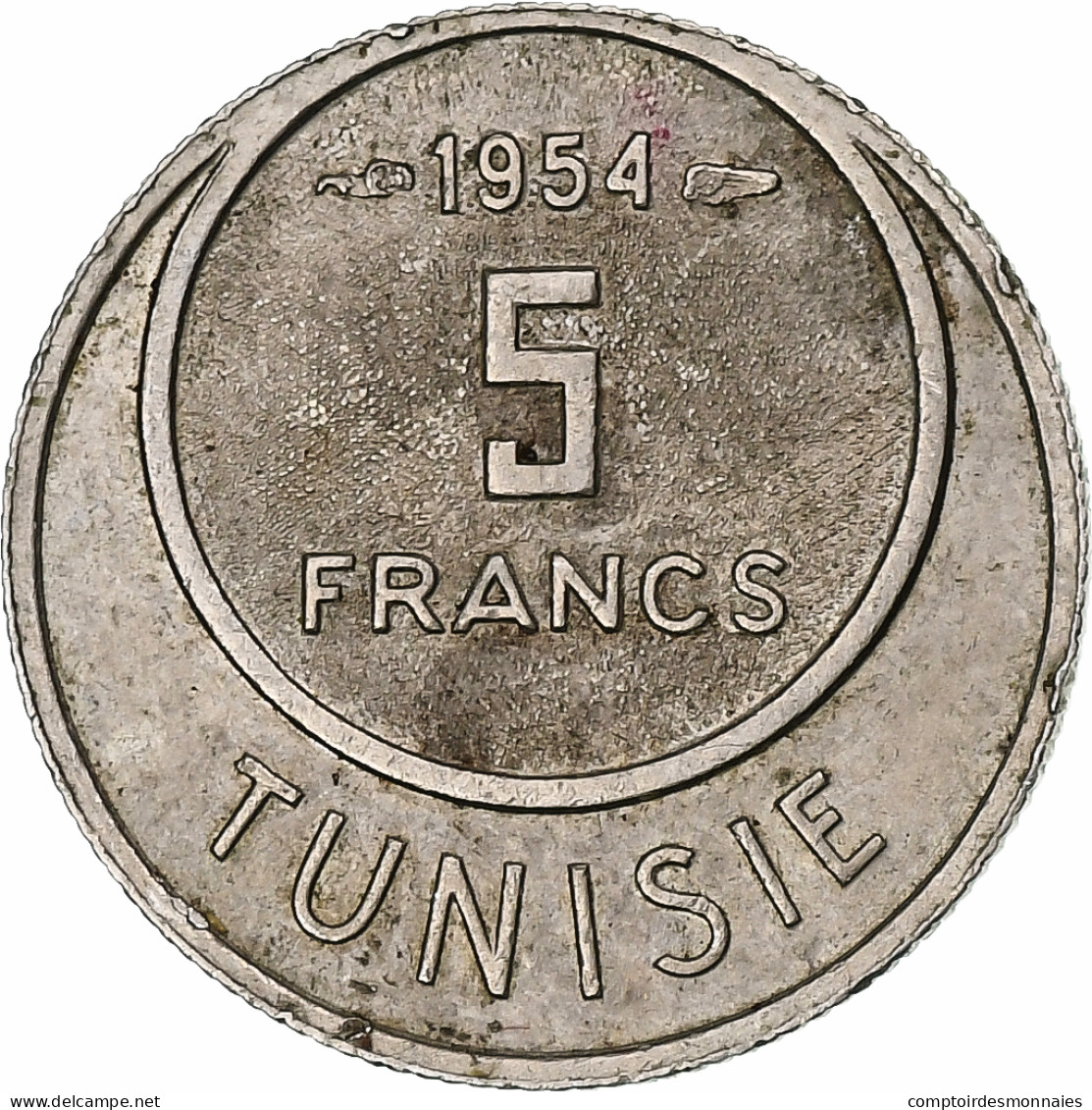 France, Tunisie, Muhammad VIII, 5 Francs, 1954, Paris, Cupro Nickel, TTB, KM:277 - Sonstige & Ohne Zuordnung